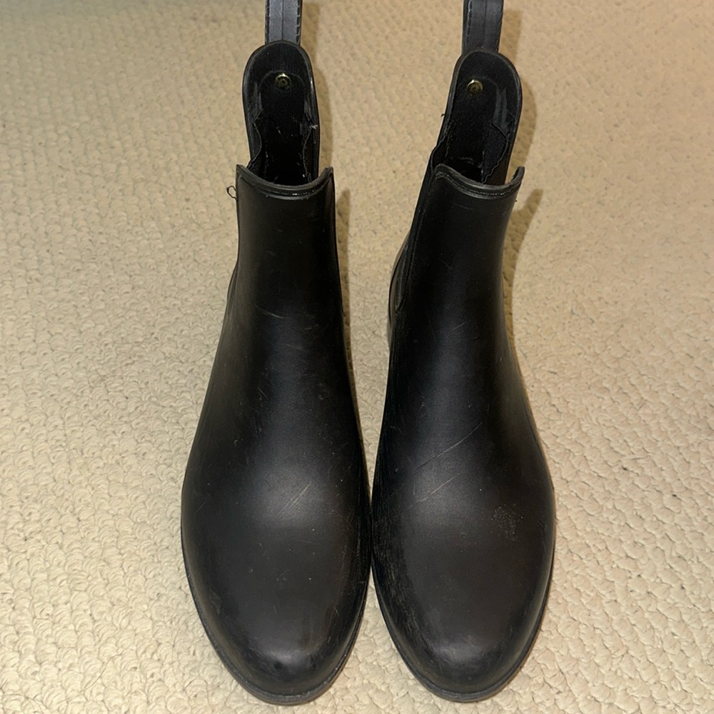 Sam Edelman Tinsley Black Matte Rain Ankle Boots